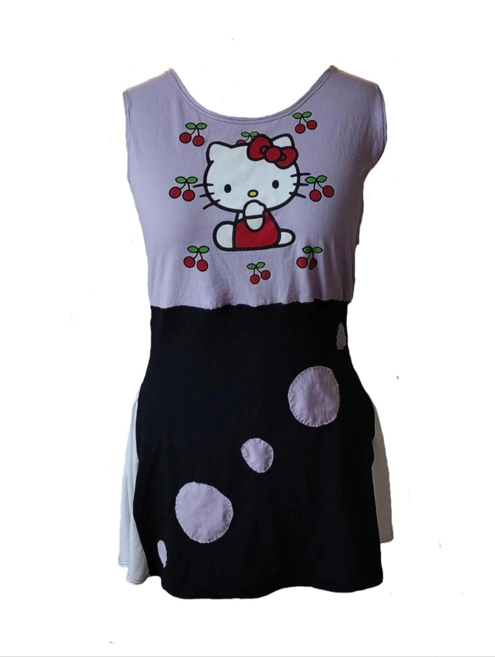Designer Upcycled Hello Kitty Fit Flare Patch Knit Dress Women's Plus Size 2X 18